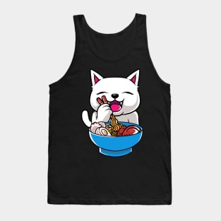 Kawaii Cat Ramen Bowl Funny Anime Noodles Kitty Tank Top